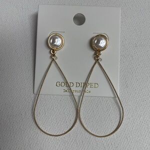 Gold Dipped Pearl Drop Earrings